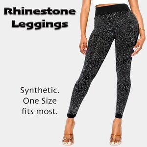 Rhinestone Dot Black High-Waist Leggings